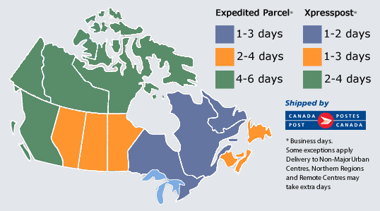 Canada post shipping Map