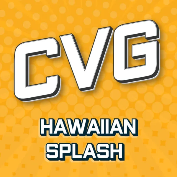 "CVG Hawaiian Splash" Words on a yellow background.