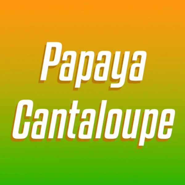 Papaya Cantaloupe over a greenish yellow background